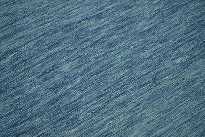 5x8 and 8x10 Hand Made Woolen Modern Solid Blue Area Rug | NAU004