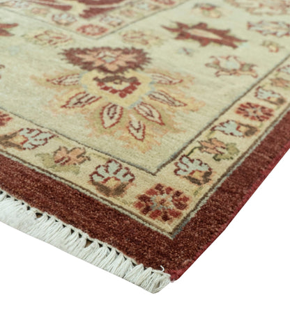 8X10 Fine Hand Knotted Rust And Gold Traditional Design Wool Rug