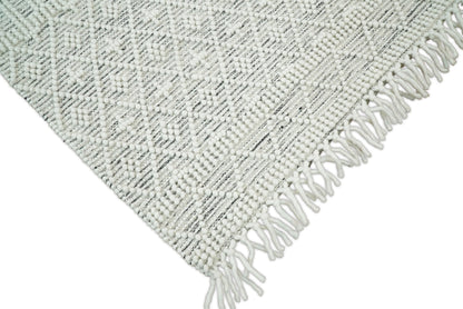 Flatwoven Dhurrie Woolen Chunky and Soft White Wool Area Rug, Living Room and Kids Rug | CAL1